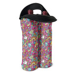 Groovy Girly Peace Pattern Print Double Neoprene Wine Tote