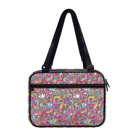 Groovy Girly Peace Pattern Print Double Strap Bible Bag