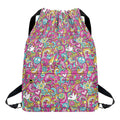 Groovy Girly Peace Pattern Print Drawstring Backpack
