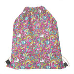 Groovy Girly Peace Pattern Print Drawstring Bag
