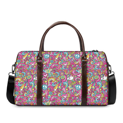 Groovy Girly Peace Pattern Print Duffle Bag