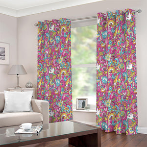 Groovy Girly Peace Pattern Print Extra Wide Grommet Curtains