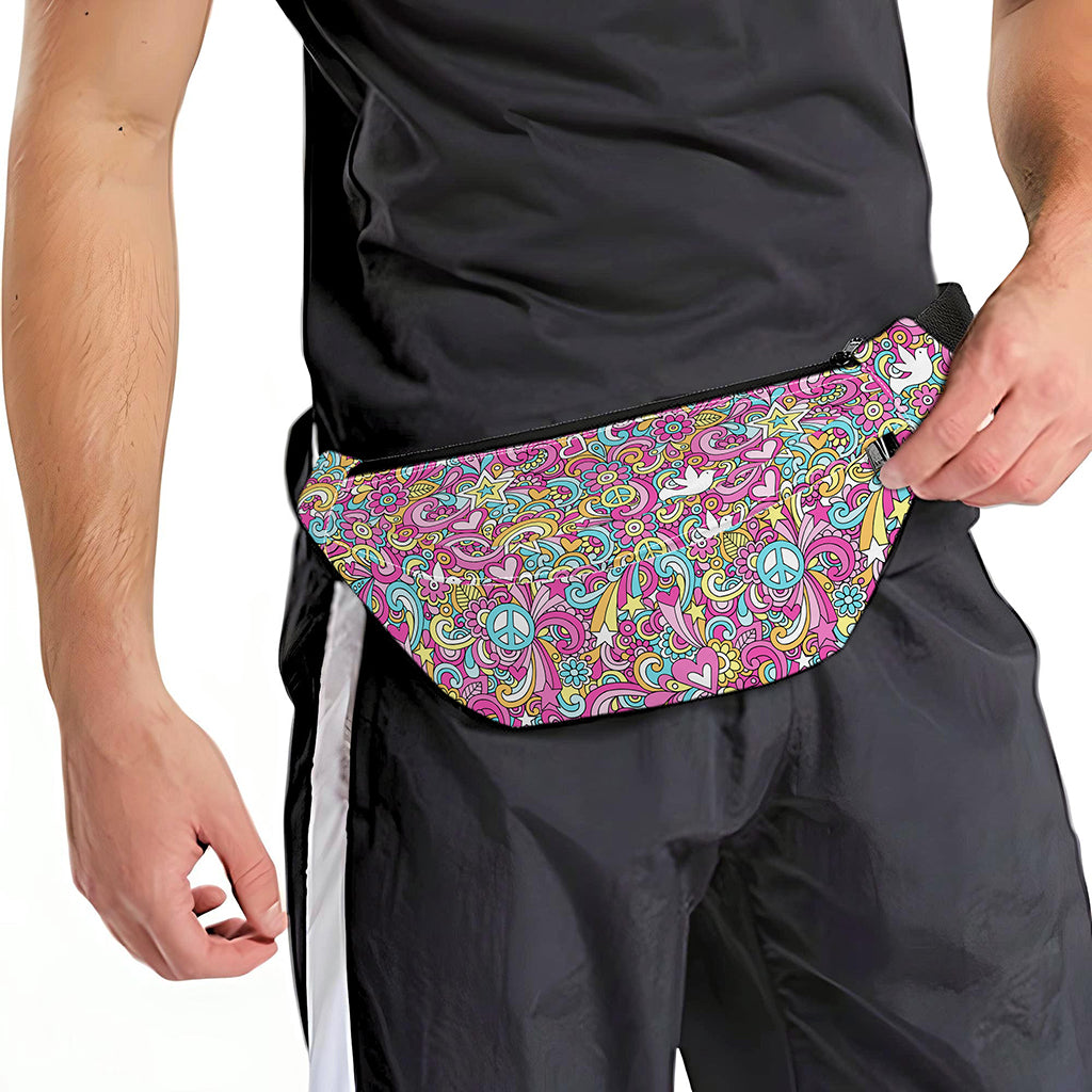 Groovy Girly Peace Pattern Print Fanny Pack