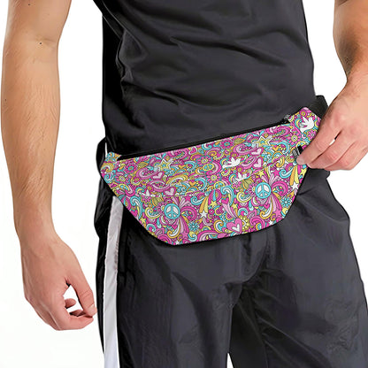 Groovy Girly Peace Pattern Print Fanny Pack
