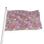 Groovy Girly Peace Pattern Print Flag