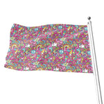 Groovy Girly Peace Pattern Print Flag
