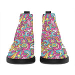 Groovy Girly Peace Pattern Print Flat Ankle Boots