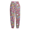 Groovy Girly Peace Pattern Print Fleece Lined Knit Pants