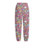Groovy Girly Peace Pattern Print Fleece Lined Knit Pants
