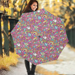Groovy Girly Peace Pattern Print Foldable Umbrella