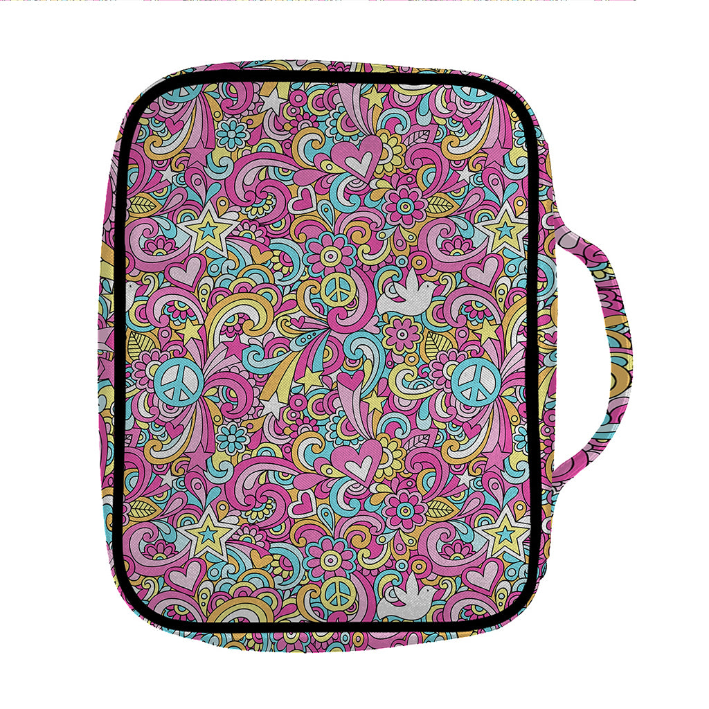 Groovy Girly Peace Pattern Print Front Pocket Bible Bag