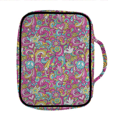 Groovy Girly Peace Pattern Print Front Pocket Bible Bag