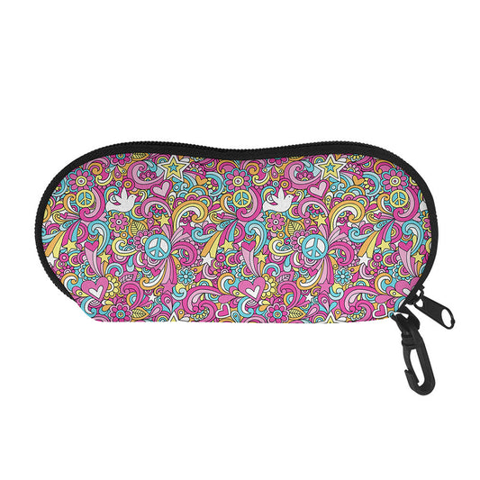 Groovy Girly Peace Pattern Print Glasses Case