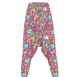 Groovy Girly Peace Pattern Print Hammer Pants