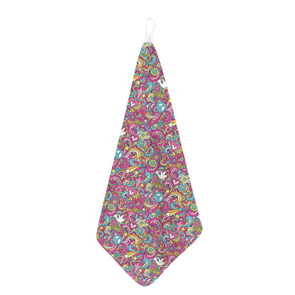 Groovy Girly Peace Pattern Print Hand Towel