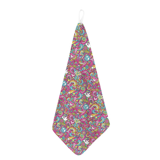 Groovy Girly Peace Pattern Print Hand Towel