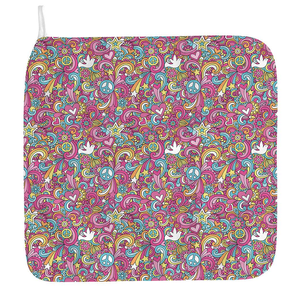 Groovy Girly Peace Pattern Print Hand Towel