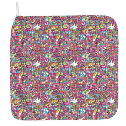 Groovy Girly Peace Pattern Print Hand Towel