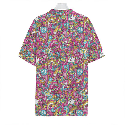 Groovy Girly Peace Pattern Print Hawaiian Shirt