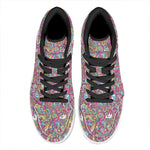 Groovy Girly Peace Pattern Print High Top Leather Sneakers