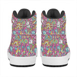 Groovy Girly Peace Pattern Print High Top Leather Sneakers