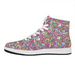 Groovy Girly Peace Pattern Print High Top Leather Sneakers