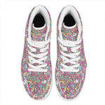 Groovy Girly Peace Pattern Print High Top Leather Sneakers