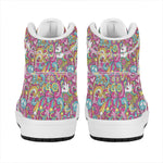 Groovy Girly Peace Pattern Print High Top Leather Sneakers