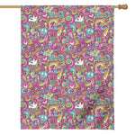 Groovy Girly Peace Pattern Print House Flag