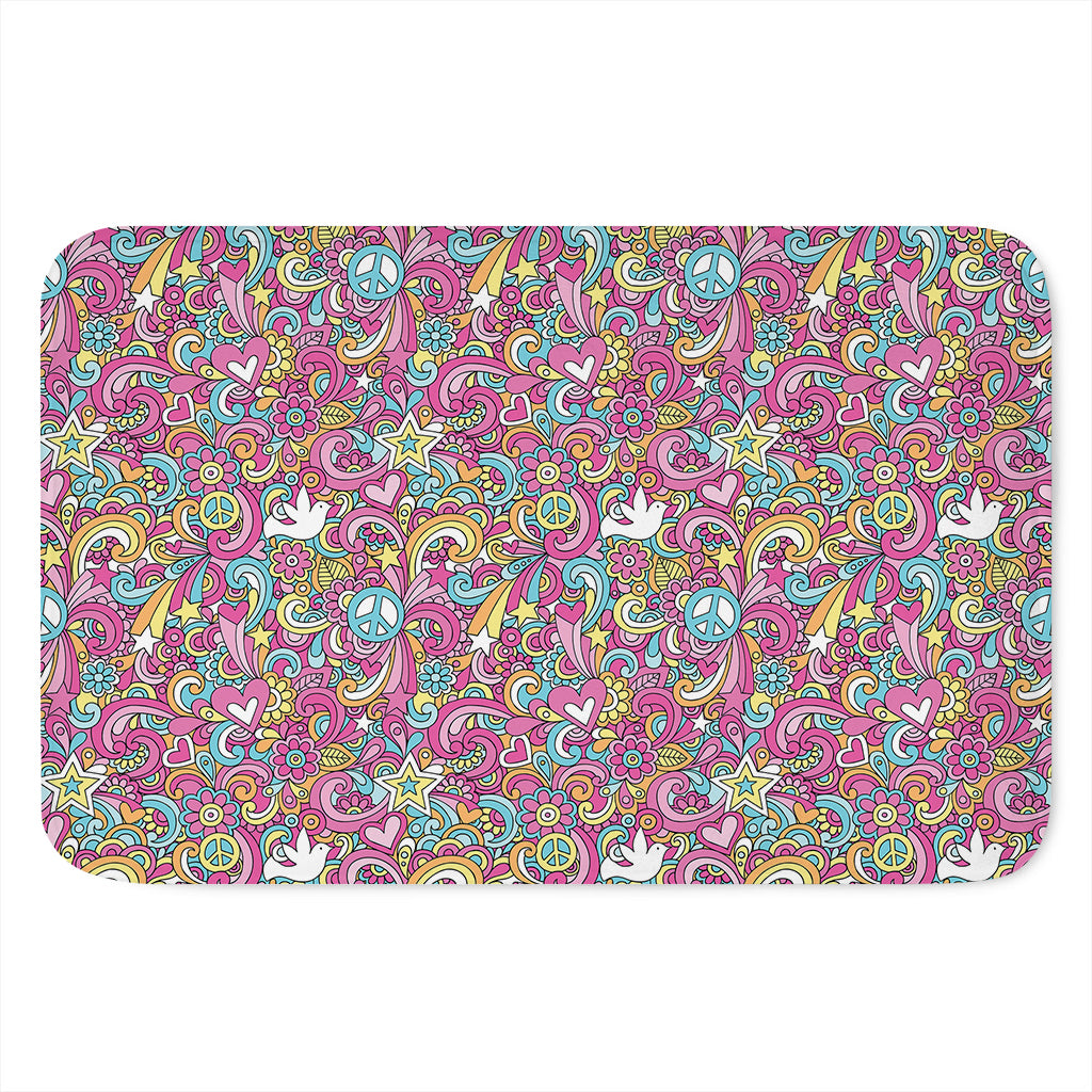 Groovy Girly Peace Pattern Print Indoor Door Mat