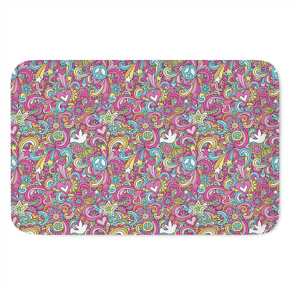 Groovy Girly Peace Pattern Print Indoor Door Mat