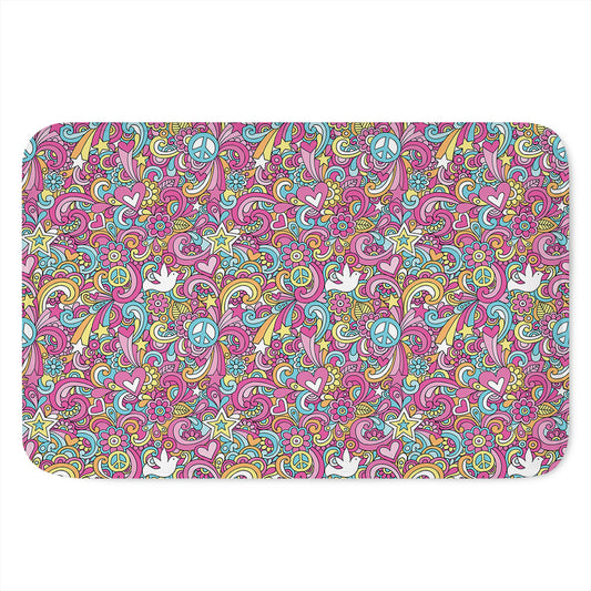 Groovy Girly Peace Pattern Print Indoor Door Mat