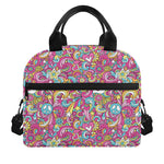 Groovy Girly Peace Pattern Print Insulated Lunch Bag