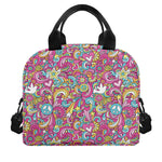 Groovy Girly Peace Pattern Print Insulated Lunch Bag
