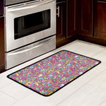 Groovy Girly Peace Pattern Print Kitchen Mat