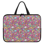 Groovy Girly Peace Pattern Print Laptop Sleeve With Handle