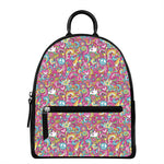 Groovy Girly Peace Pattern Print Leather Backpack