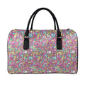 Groovy Girly Peace Pattern Print Leather Duffel Bag