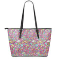 Groovy Girly Peace Pattern Print Leather Tote Bag With Zipper