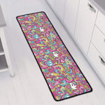 Groovy Girly Peace Pattern Print Long Kitchen Mat