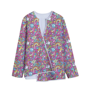 Groovy Girly Peace Pattern Print Long Sleeve Short Coat