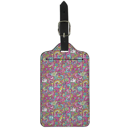 Groovy Girly Peace Pattern Print Luggage Tag
