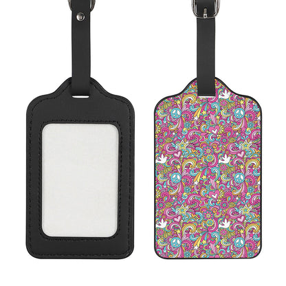 Groovy Girly Peace Pattern Print Luggage Tag
