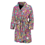 Groovy Girly Peace Pattern Print Men's Bathrobe