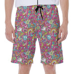 Groovy Girly Peace Pattern Print Men's Beach Shorts