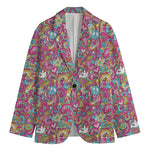 Groovy Girly Peace Pattern Print Men's Blazer