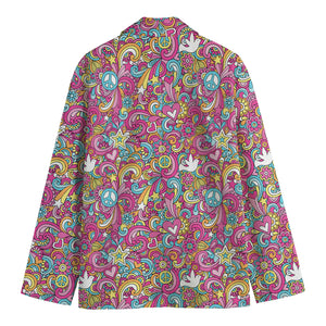 Groovy Girly Peace Pattern Print Men's Blazer