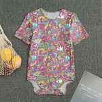 Groovy Girly Peace Pattern Print Men's Bodysuit