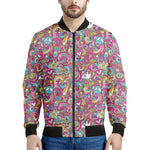 Groovy Girly Peace Pattern Print Men's Bomber Jacket