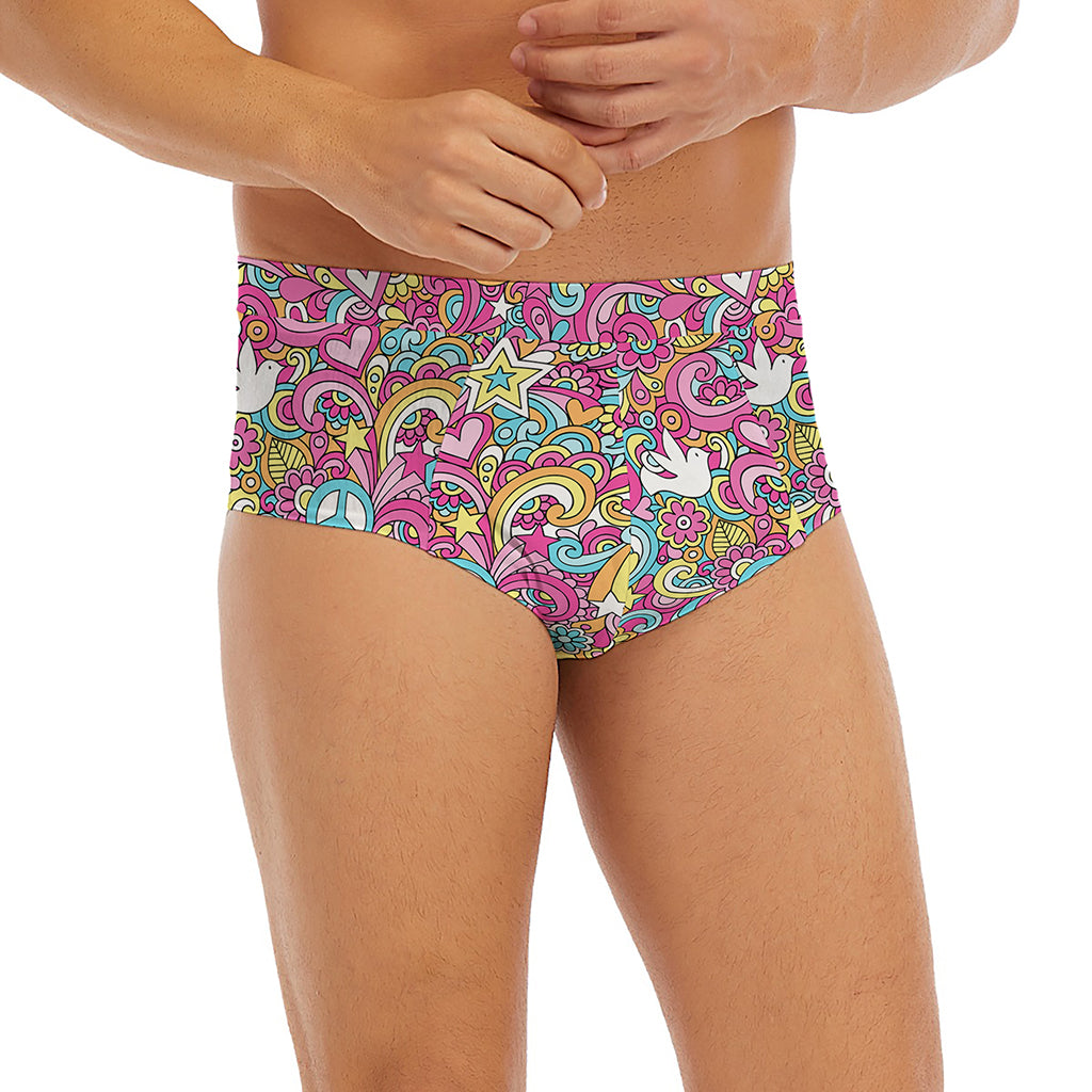 Groovy Girly Peace Pattern Print Men's Briefs